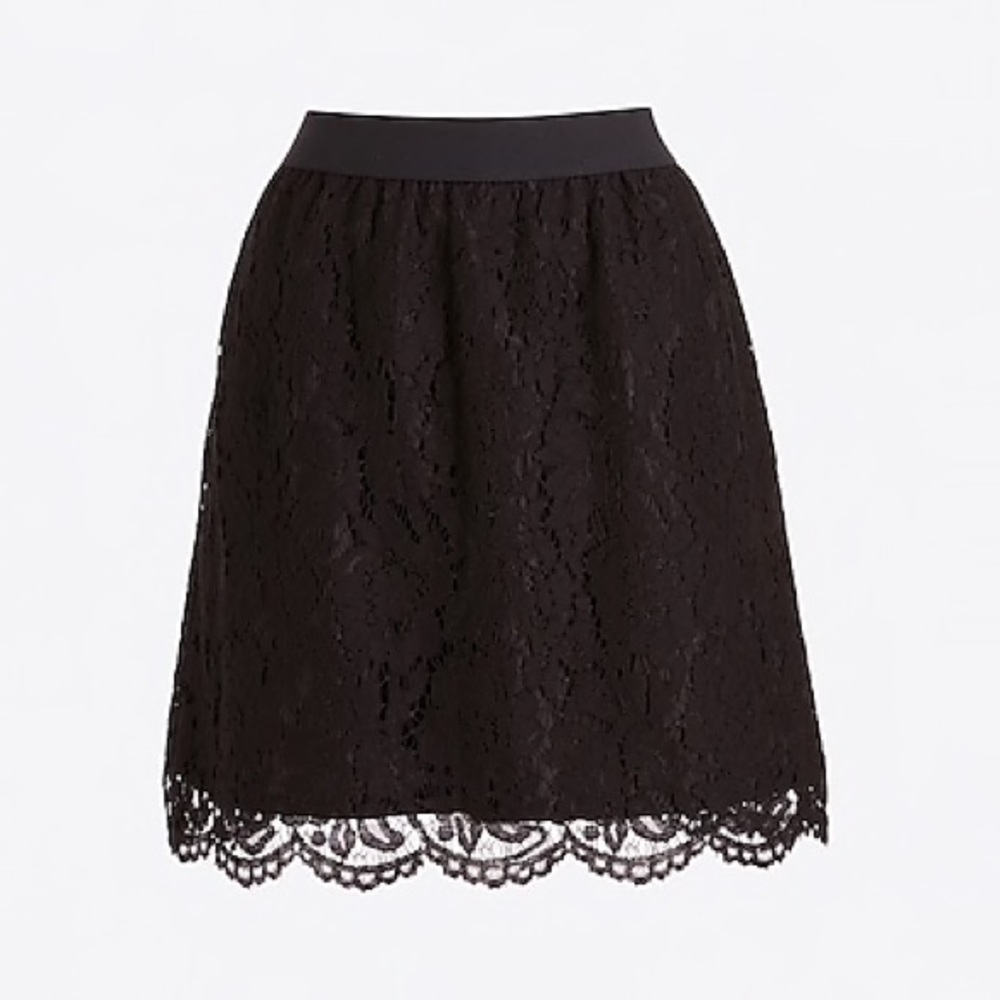 NWOT J. Crew Factory Black Pull- on Lace Mini Skirt size 0